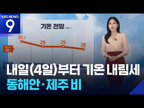 [날씨] 내일(4일)부터 기온 내림세…동해안·제주 비 / KBS 2026.09.03.