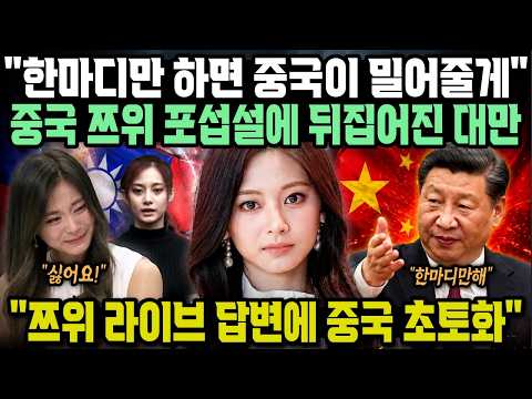 "한마디만 하면 밀어줄게" 중국 쯔위 포섭설에 뒤집어진 대만 "쯔위 사이다 대처에 중국 초토화"