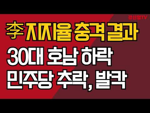 李 지지율 충격 결과/ 30대 호남 하락/민주당 추락, 발칵/강신업 TV