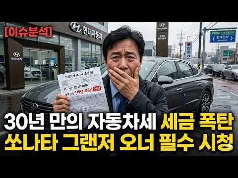 2026년 7월부터, 30년 만에 바뀌는 자동차세… 중형차 오너 직격, 쏘나타·그랜저 오너, 매년 15만원 진실