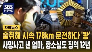 술 취해 시속 178km 운전하다 '쾅'..사망사고 낸 엄마, 항소심도 징역 12년 (자막뉴스) / SBS